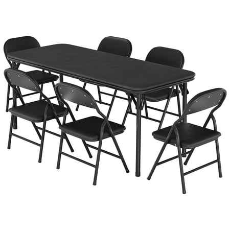 Ultra Soft PU Padded 1/5/7-Piece Kids Folding Table and Chairs Set – Durable Steel Frame, Anti-Slip Feet, No Assembly – Portable for Study, Dining, Learning Space, Play