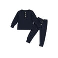 thumbnail image 1 of xiaxaixu Kids Nightwear, Solid Color Round Neck Long Sleeve Tops+ Long Pants, 1 of 8