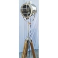 thumbnail image 4 of Nautical Chrome Spot Light Searchlight Studio Floor Lamp Teak Wood Tripod Stand, 4 of 6
