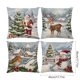 thumbnail image 2 of Juego de 4 fundas de almohada navideñas | Fundas de almohada con estampado navideño de Papá Noel | Fundas de cojín decorativas de poliéster de 45 x 45 cm para sofá cama y salón, 2 of 5