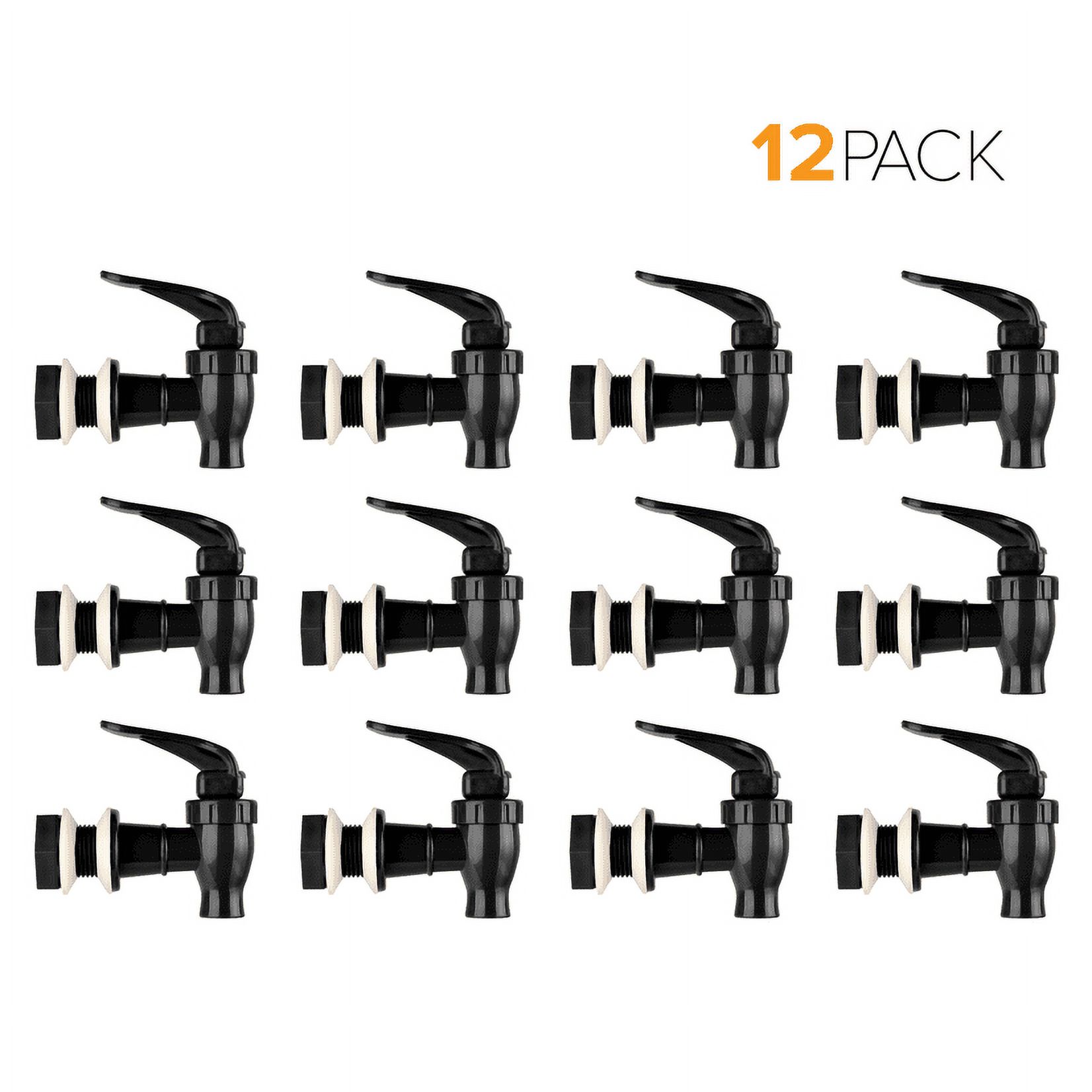 Brio Water Dispenser Replacement Valve 12-Pack, Cooler Faucet Spigot for Beverage Dispensers, Crocks, Coolers, and More B.P.A.-Free Food Safe Material (Black)