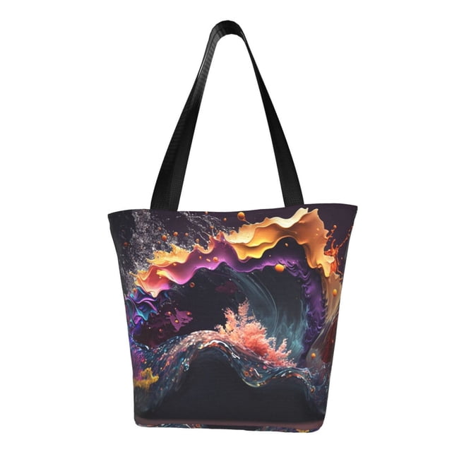 Disketp Explosive Fluid Splash Art for Women’s Casual Shoulder Tote Bag Cross-body Handbags for Shopping, Travel and Daily Use