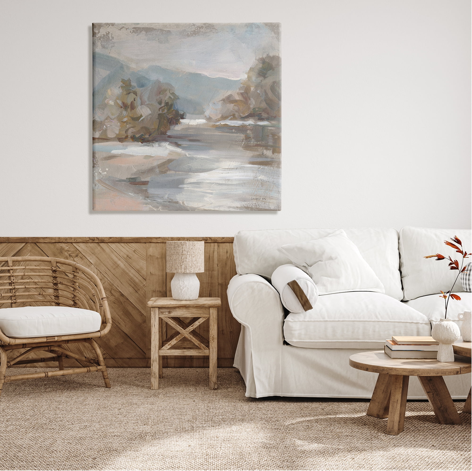 Stupell Industries Gentle Valley Landscape Nature Painting Gallery Wrapped Canvas Print Wall Art, 36 x 36