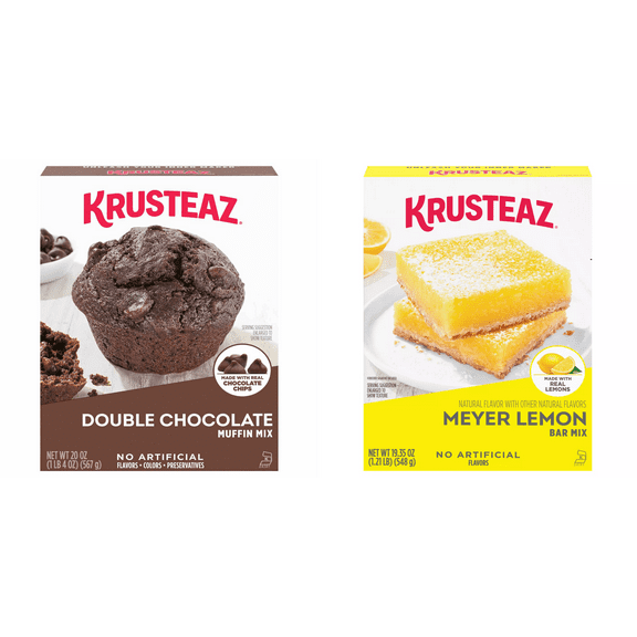 Krusteaz Double Chocolate Muffin Mix, 20 oz&Krusteaz Meyer Lemon Bar Mix, 19.35 oz