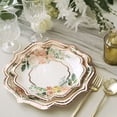 thumbnail image 2 of CUITING 25 Pack White Pink Paper Dessert Plates in Damask Floral Pattern  8” Round Disposable Salad Appetizer Plates with Scalloped Rims - 300 GSM, 2 of 11