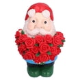 thumbnail image 1 of Figuritas de resina de Papá Noel, decoración navideña, estatuas de adorno, artesanía enana con rosa roja, 1 of 10