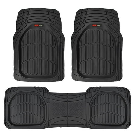 Motor Trend FlexTough 3D Car Rubber Floor Mats - Deep Dish Heavy Duty Rubber for Car SUV Truck & Van - All Weather Protection