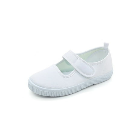 

Daeful Kids Walking Shoe Canvas Flats Slip On Casual Shoes Daily Lightweight Breathable Closed Toe Loafers White 1# 11.5C