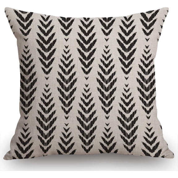 Ryan; Fashion Ikat Chevron Throw Pillow Cover Black and White Decorative Pillow Case Cushion Cover Home Sofa Decor 18x18 Inch Pillow Cover