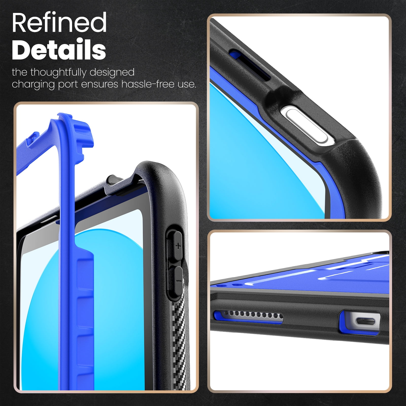 Allytechgroup Case for Apple iPad (A16) 11th Generation 11 inch 2025 Model with Pencil Holder/Kickstand Hard PC + Soft TPE Bumper Rugged Slim Stand Shockproof Shell Heavy Duty Protection Cover, Blue