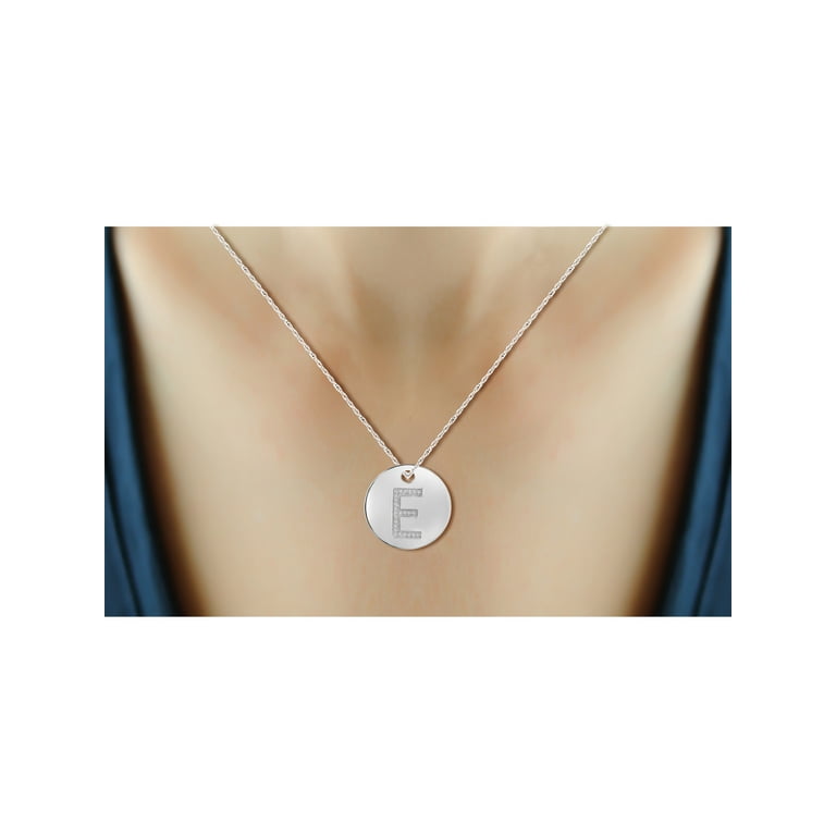 Engraved Initial Circle Monogram Pendant Necklace in Sterling Silver