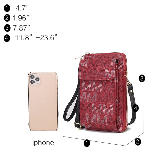 MKF Collection Vegan Leather Phone Purse Organizer - Crossbody Bag, Wallet, Clutch For Women, Adjustable Strap