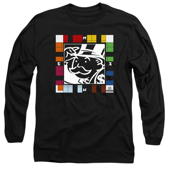 Monopoly Game Board Long Sleeve Adult 18/1 T-Shirt Black