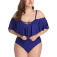 thumbnail image 4 of Trajes de baño de una pieza con hombros descubiertos de talla grande para mujer Trajes de baño con control de barriga Trajes de baño Ormromra HMHZ262-22, 4 of 6