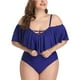 thumbnail image 4 of Trajes de baño de una pieza con hombros descubiertos de talla grande para mujer Trajes de baño con control de barriga Trajes de baño Adepaton HMHZ262-22, 4 of 6