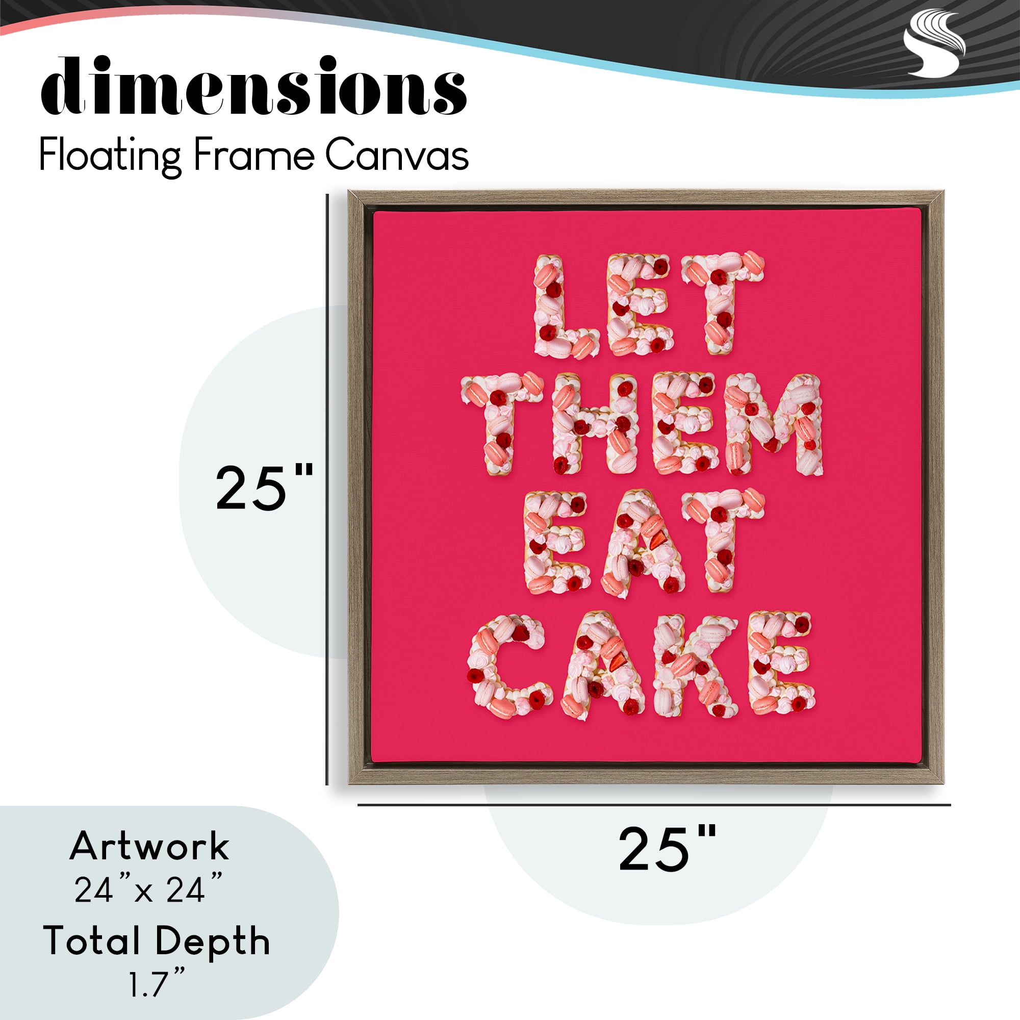 Let Them Eat Cake Brown Framed Floater Canvas Wall Art, design by LISH Creative