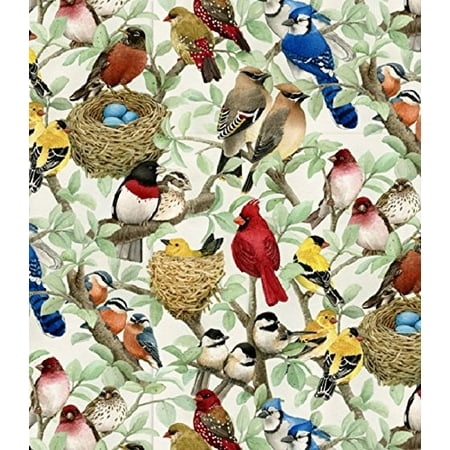 Scene Quilt Fabric - Elizabeth's Studio Beautiful Birds Quilt Fabric By The Yard