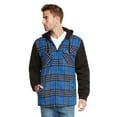 thumbnail image 1 of 9 Crowns Essentials Sherpa Lined Plaid Flannel Hoodie Jacket (Blue/Black, Large), 1 of 5