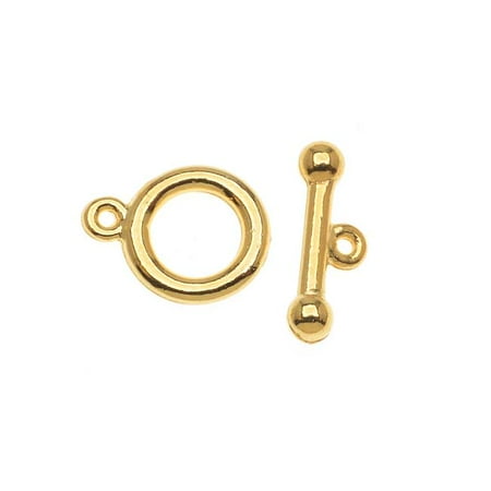 Cross Toggle Clasp - 22K Gold Plated Toggle Clasps 9mm (5 Sets)