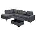 thumbnail image 5 of Euroco Reversible Sectional Sofa 6 Seat Couch with Storage Ottoman, L-shape Sofa with Rivet for Living Room, Dark Gray, 5 of 8