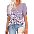 thumbnail image 4 of Womens Tops Short Sleeve Shirts Buttons V Neck Boho Print Fashion Summer Outfits Plus Size Blouses Dressy Casual Short Sleeve Shirts For Women, 4 of 6