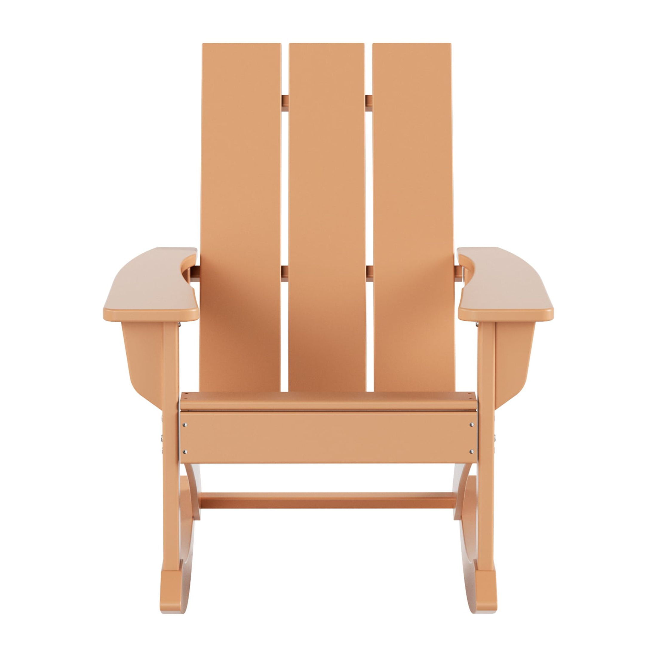 GARDEN Set of 2 Modern Plastic Outdoor Rocking Chairs for Patio Porch, Teak