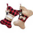thumbnail image 2 of Juego de 4 medias de Navidad para mascotas, medias a cuadros de arpillera para perros y gatos, calcetines colgantes de vacaciones para chimenea, árbol, decoración de Navidad Ofspeizc, 2 of 7