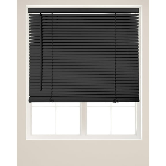 Cordless Vinyl Window Blinds, Horizontal Mini Slats for Privacy and Light Filtering, Black
