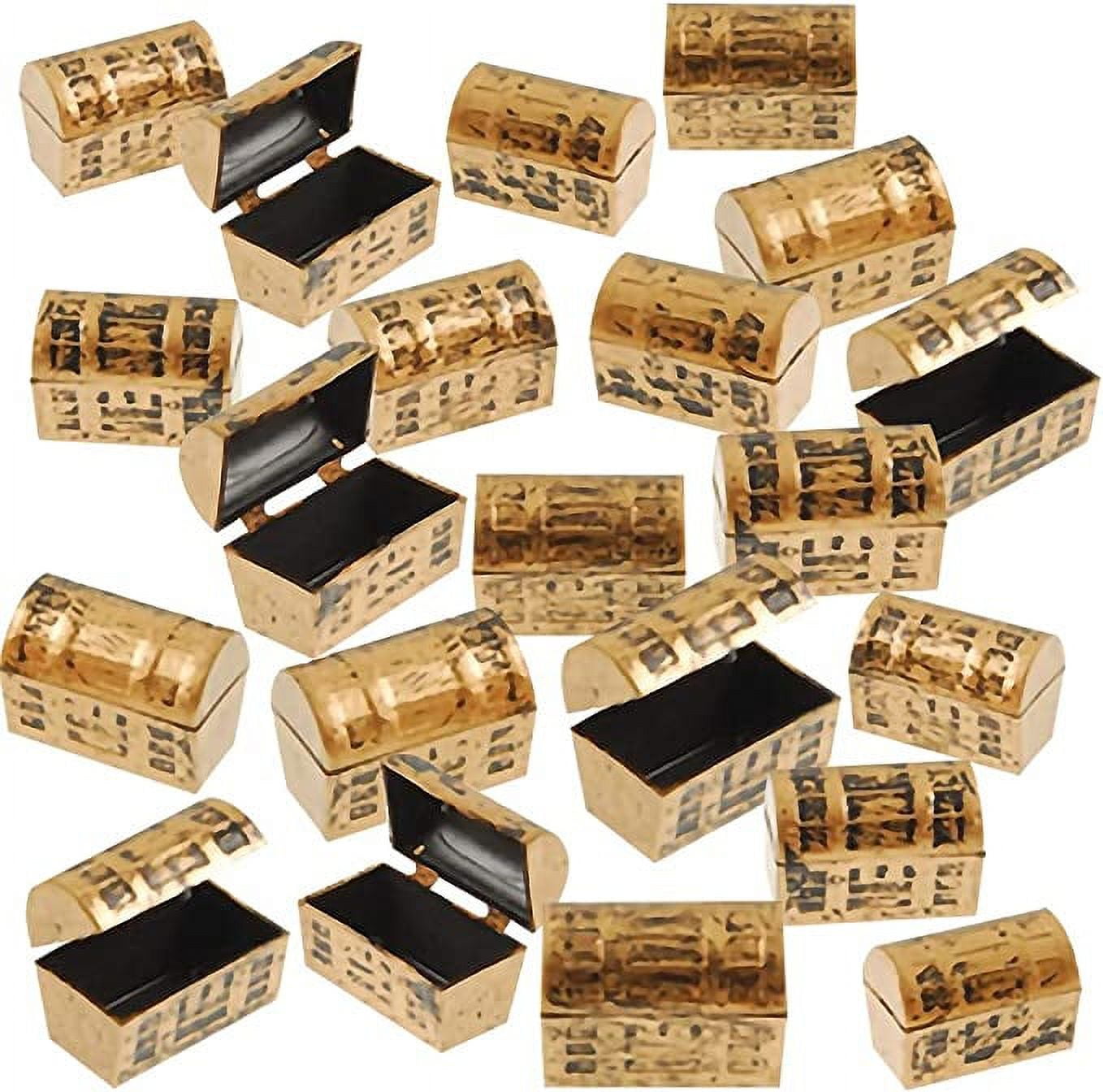 Nvzi Mini Pirate Treasure Chests, Set of 24, 1.5 Inch Plastic Chests with a Gold Finish, Cool Pirate Birthday Party Favors Supplies for Kids, Unique Decorations and Goodie Bag Stuffers