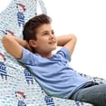 thumbnail image 1 of Pirates Lounger Chair Bag, Pirate Cat in a Blue Sailor Suit on a Backdrop with Fishes and Dots Maritime, High Capacity Storage with Handle Container, Lounger Size, Blue White Red, by Ambesonne, 1 of 5