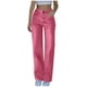 thumbnail image 4 of Pincandy Women's Solid Color Casual Pants with Leather-Look Buttons - Elastic Waist, Zipper Fly, Loose Wide Leg Fit with Pockets, Stylish Addition to Your Wardrobe, 4 of 7