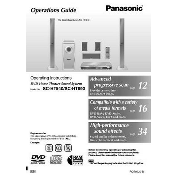 Panasonic SA-HT540 SA-HT990 Home Theater System Owners Instruction Manual REPRINT