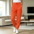 thumbnail image 2 of Women's Sweatpants Casual Drawstring Joggers with Elastic Cuffed Hem, Lightweight Lounge Pants for Yoga Running Athletic Workout Saffron 2XL, 2 of 5