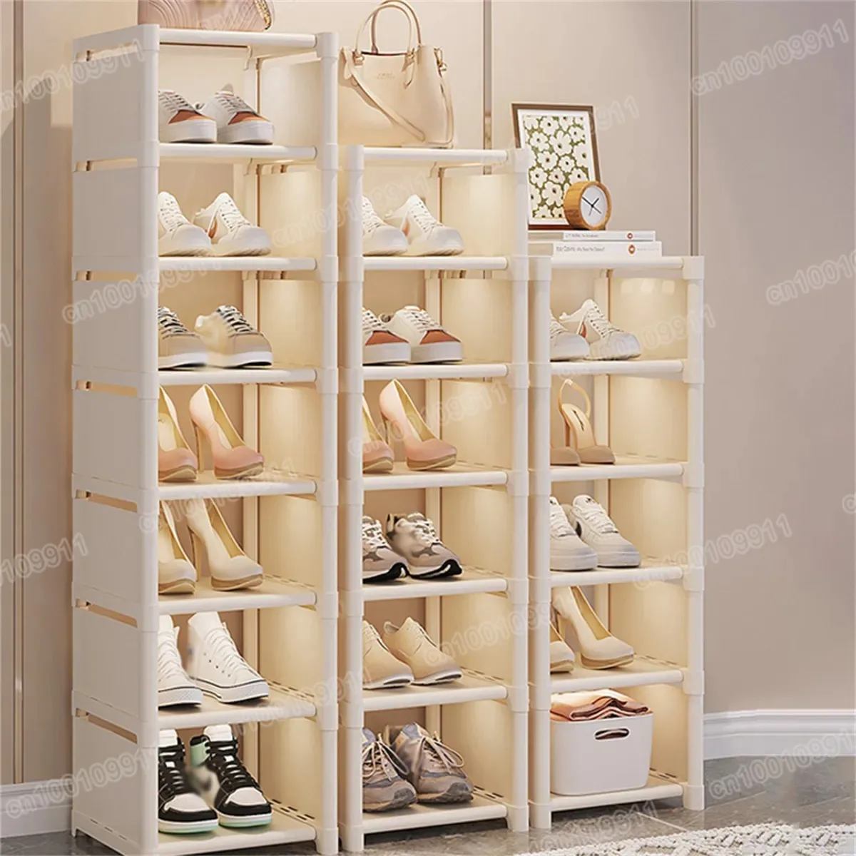 5 6 7 8 Stackable Shoe Cabinet Space Saving Sneaker Organizer for Wall Corner Shoes Shelf Adjustable Shoe Cabinet Shoes Storage Walmart