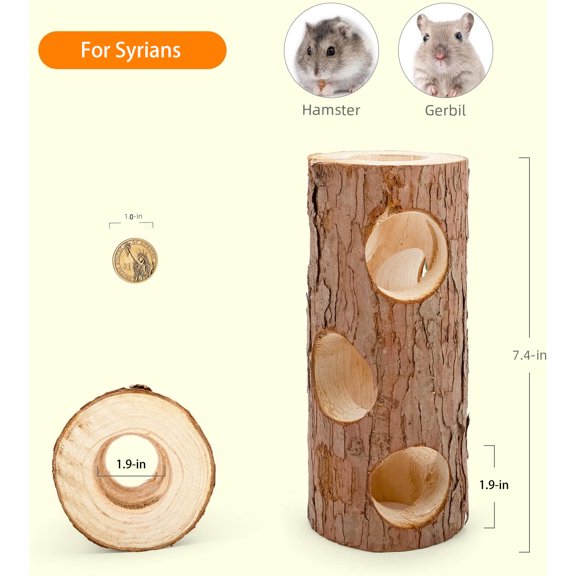 Natural Wooden Hamster Mouse Tunnel Tube Toy Forest Hollow Tree Trunk