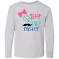 thumbnail image 3 of Inktastic Big Sister to a Little Mister Bow and Mustache Long Sleeve Youth T-Shirt, 3 of 5