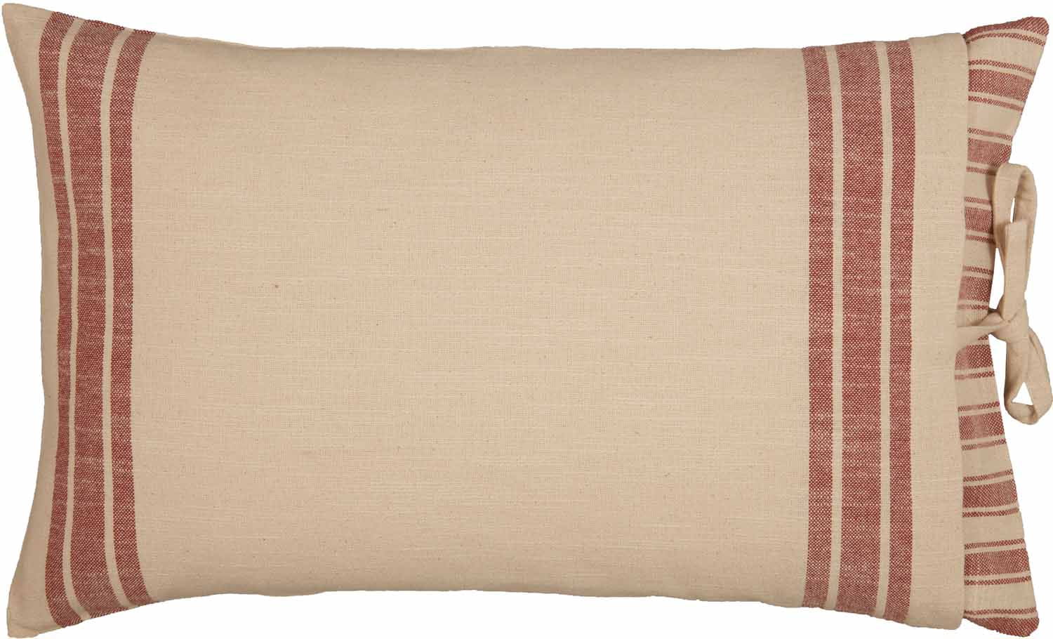Piper Classics Market Place Red Ticking Stripe and Grain Sack Pillow Cover 15" x 25", Cotton