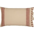 thumbnail image 3 of Piper Classics Market Place Red Ticking Stripe and Grain Sack Pillow Cover 15" x 25", Cotton, 3 of 5