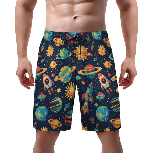 NICKSUN Men's Swim Trunks, Cute Print Quick Dry Summer Board Beach Shorts with Mesh Lining and Pockets
