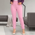 thumbnail image 2 of hlysgo Women's Casual Dress Pants Pleated Elastic Waist Soft Fitness Trousers Work Business Officewear Pant with Pockets Pink,S, 2 of 5