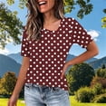 thumbnail image 4 of DeHolifer Women Summer T-Shirts Casual Printed Slanted Collar Short Sleeve Tee Tops Wine L, 4 of 5