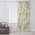 thumbnail image 3 of Sage Green Yellow Botanical Semi Sheer Curtains Drapes for Living Room, Bedroom, French Doors Window 54 Inches Long, Vintage Spring Summer Rod Pocket Chiffon Curtain Drapery Voile Draperies Panel, 3 of 6
