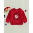 thumbnail image 2 of Bagilaanoe Toddler Baby Girl Boy Christmas Sweatshirt Long Sleeve Letters Santa Claus Print Pullover 1T 2T 3T 4T 5T 6T Kids Fall Loose Tee Tops, 2 of 8