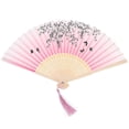 thumbnail image 1 of Vintage Folding Fan with Tassel Retro Hand Fan Handheld Folding Fan Dancing Cloth Fan, 1 of 3
