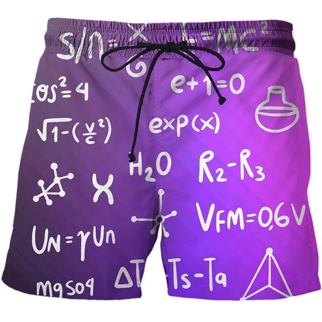 2024 Été Short Homme Formule Mathématique Imprimée 3D Maillot de Bain Décontracté Séchage Rapide Élastique Short de Plage Homme