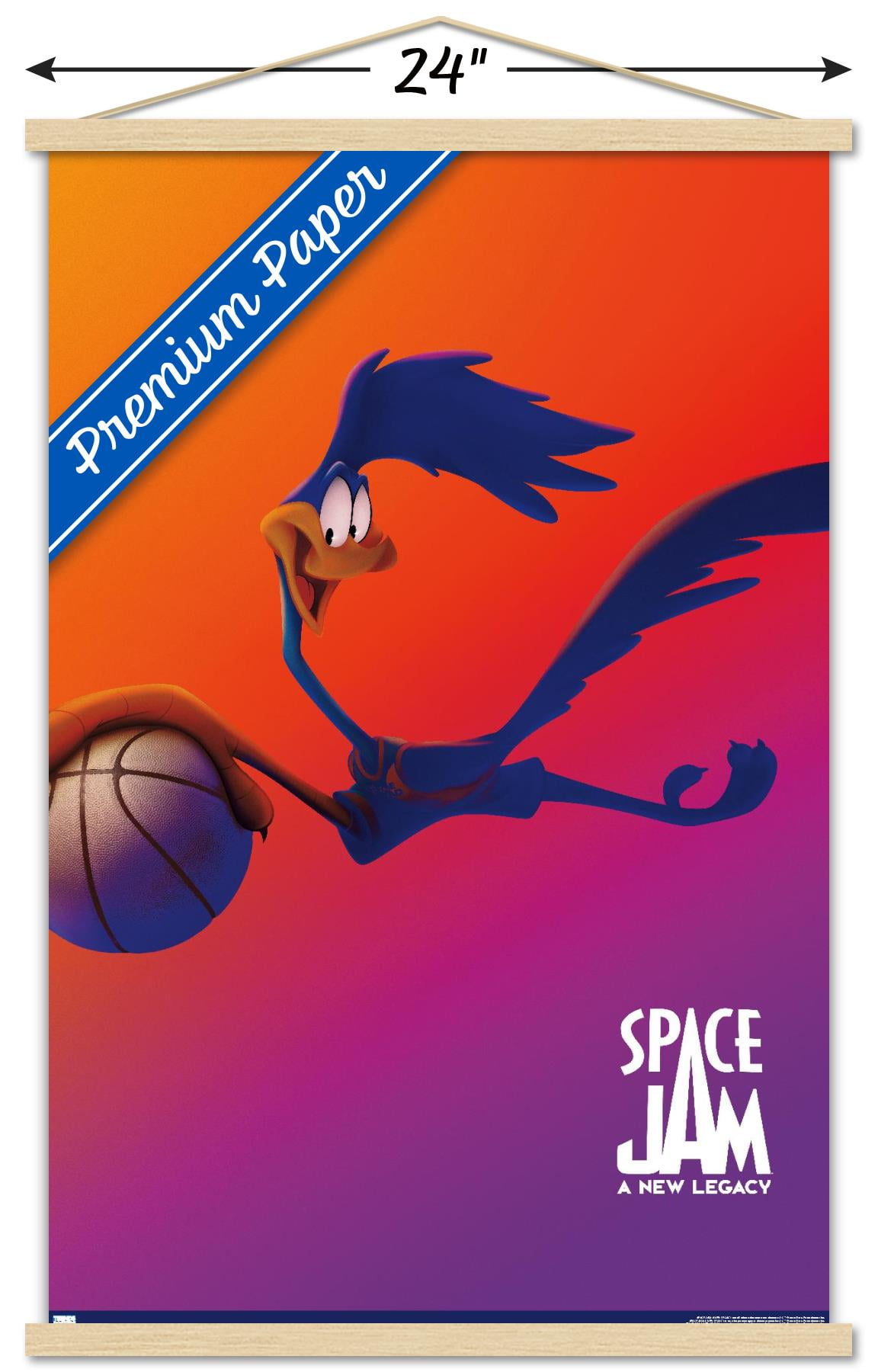 Space Jam: A New Legacy - Road Runner One Sheet Wall Poster with Wooden Magnetic Frame, 22.375" x 34"