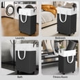 thumbnail image 6 of 75L Large Capacity Rolling Hamper, Collapsible Laundry Basket with 4 Wheels for Home Bathroom Dorm, Waterproof PEVA, Compact Foldable Design, Gray, 6 of 6