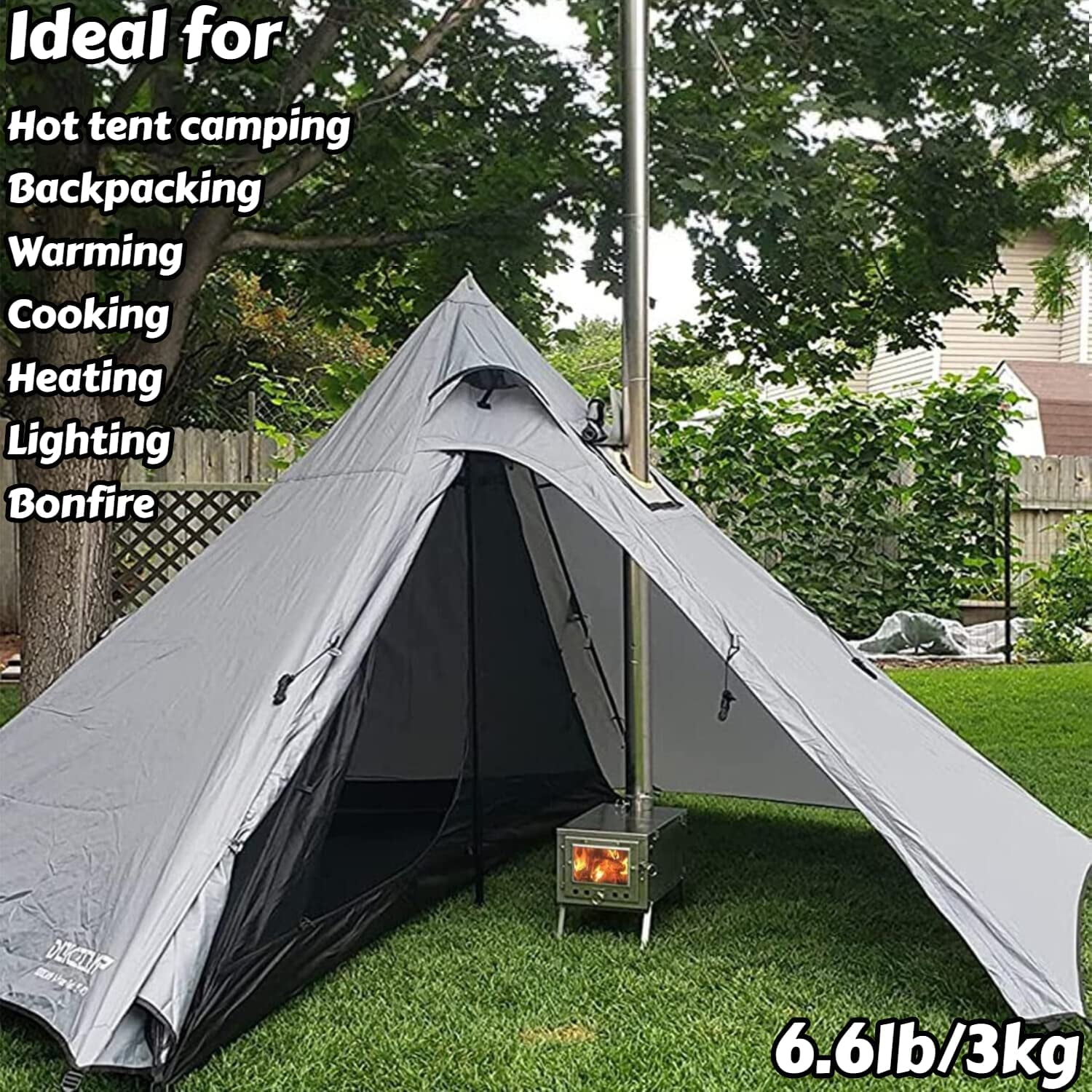 DANCHEL S6 Stainless Steel Portable Tent Stove Folding Wood Stoves with  7.2ft Pipe for Outdoor Camping Cooking Warming - Walmart.com