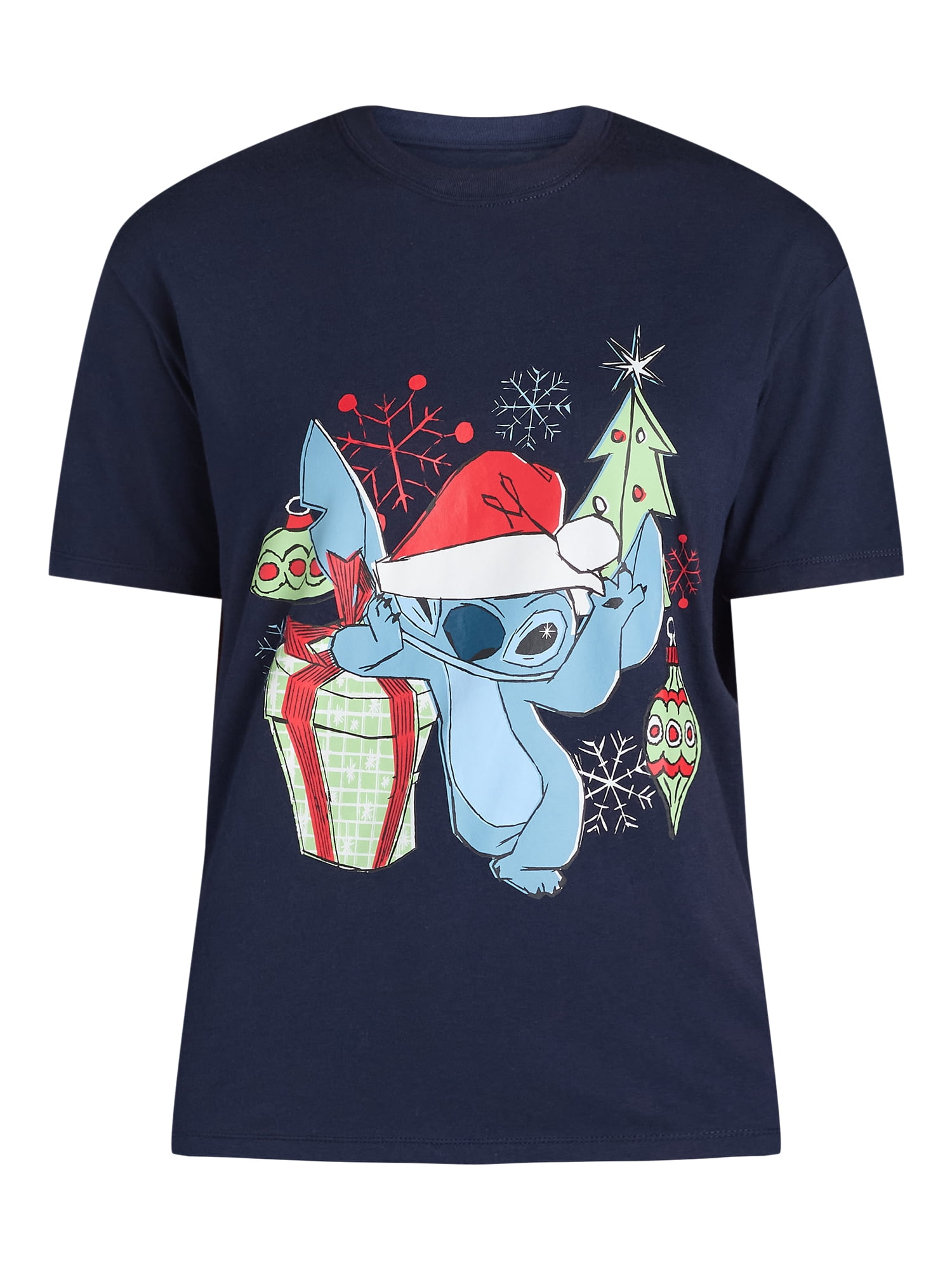 Stitch Short Sleeve Christmas T-Shirt, Womens