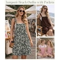 thumbnail image 5 of Chiclily Women's Casual Overalls Shorts, Loose Button Adjustable Straps Jumpsuits with Pockets, Navy Blue Summer Boho Wide Leg RompersSize 2XL, 5 of 7